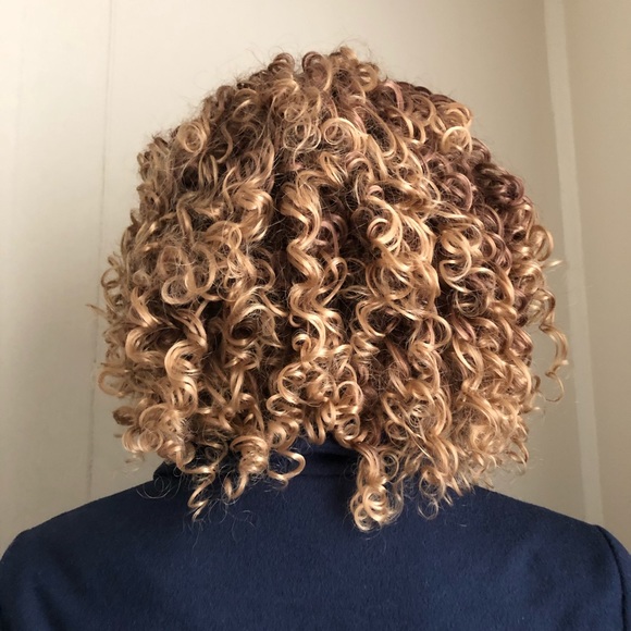 NWT 10” honey blonde Afro wig kinky curls bangs - Picture 7 of 16